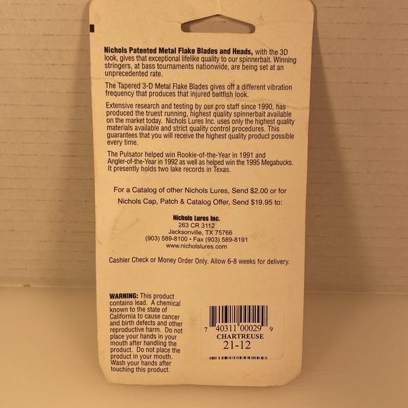Nichols Lures Pulsator Spinnerbait 1/2oz‎ 24K Gold Plated Metal Flake Chartreuse - Picture 4 of 5
